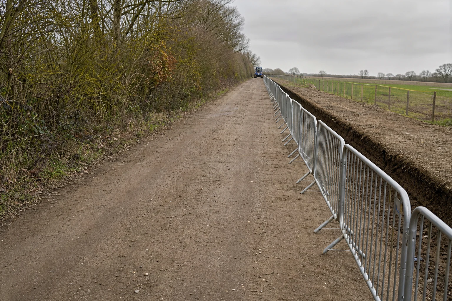 Tidy utility work access route after spoil clearance.